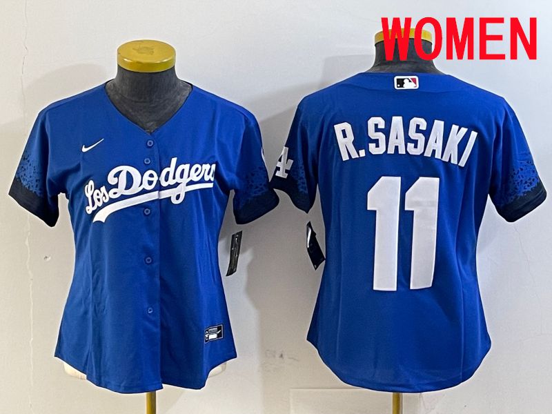 Women Los Angeles Dodgers #11 R.Sasaki Blue City Edition Game 2025 Nike MLB Jersey style 1